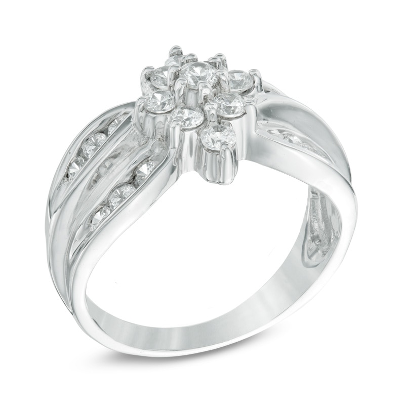 1.00 CT. T.W. Diamond Marquise Cluster Ring in 10K White Gold