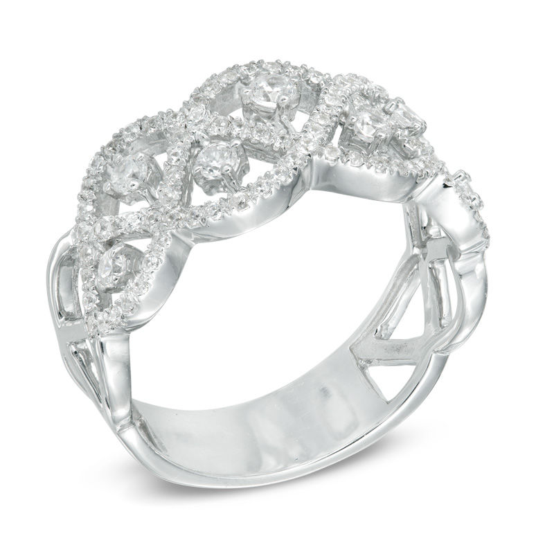 0.45 CT. T.W. Diamond Orbit Braid Ring Sterling Silver