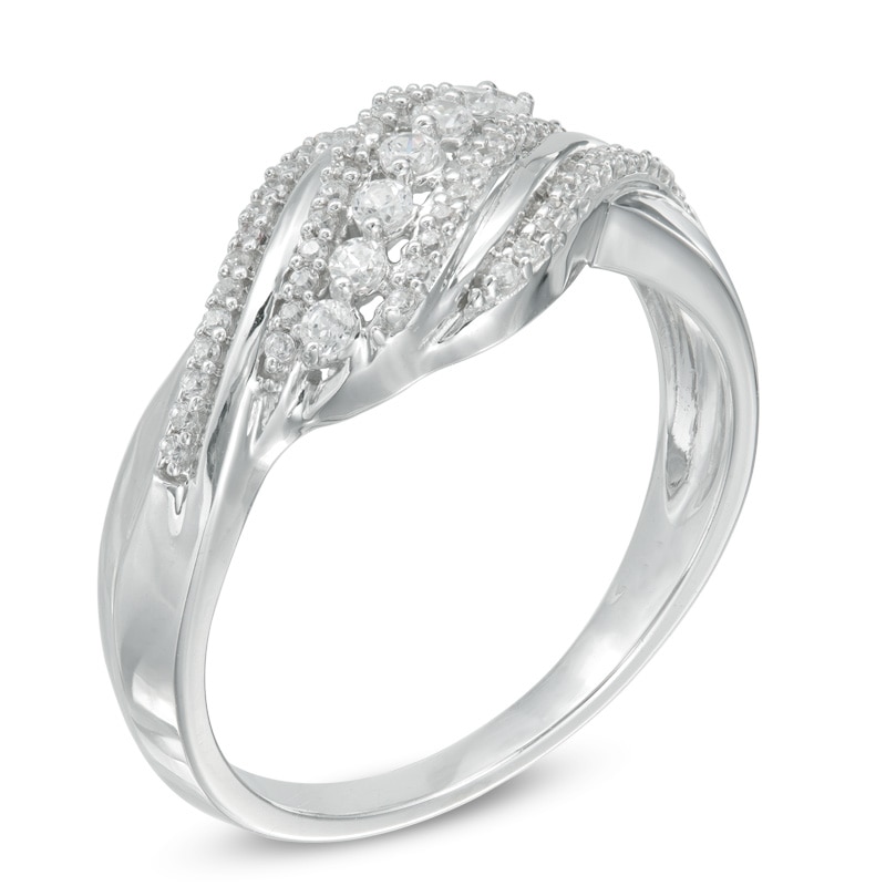 Main Image 2 of 0.23 CT. T.W. Diamond Thick Wave Ring in Sterling Silver