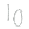 Thumbnail Image 0 of 0.18 CT. T.W. Diamond Twist Hoop Earrings in 10K White Gold