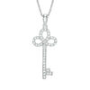 Thumbnail Image 0 of 0.18 CT. T.W. Diamond Clover Top Key Pendant in 10K White Gold