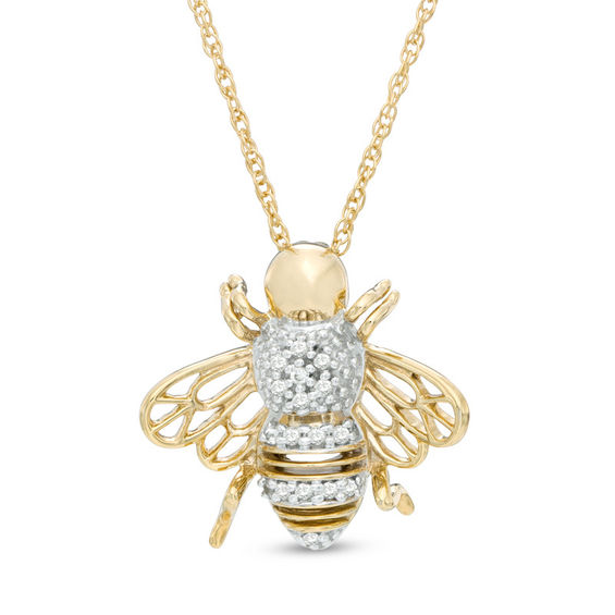 0.09 CT. T.W. Diamond Bumblebee Pendant in 10K Gold