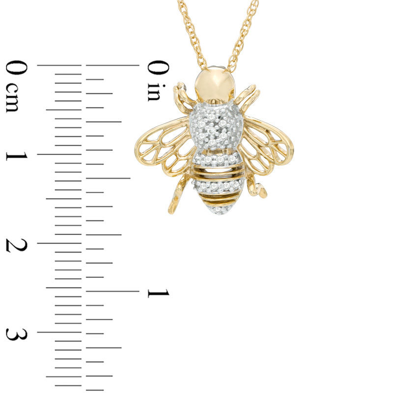 Main Image 2 of 0.09 CT. T.W. Diamond Bumblebee Pendant in 10K Gold
