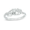 Thumbnail Image 1 of 0.09 CT. T.W. Diamond Bypass with Hearts Promise Ring in Sterling Silver