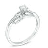 Thumbnail Image 1 of 0.09 CT. T.W. Diamond Bypass with Hearts Promise Ring in Sterling Silver