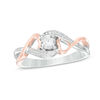 Thumbnail Image 0 of 0.11 CT. T.W. Diamond Bypass with Hearts Promise Ring in 10K Two-Tone Gold