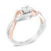 Thumbnail Image 1 of 0.11 CT. T.W. Diamond Bypass with Hearts Promise Ring in 10K Two-Tone Gold