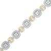 2.45 CT. T.W. Diamond Square Alternating Link Bracelet in 10K Two-Tone Gold