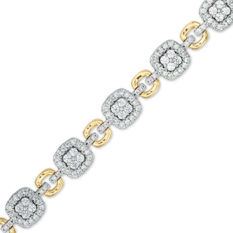 2.45 CT. T.W. Diamond Square Alternating Link Bracelet in 10K Two-Tone Gold