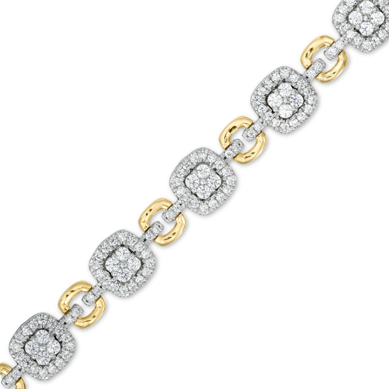 2.45 CT. T.W. Diamond Square Alternating Link Bracelet in 10K Two-Tone Gold|Peoples Jewellers