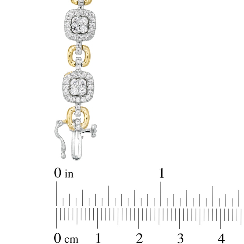 2.45 CT. T.W. Diamond Square Alternating Link Bracelet in 10K Two-Tone Gold