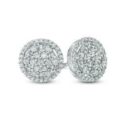 0.45 CT. T.W. Baguette and Round Multi-Diamond Frame Stud Earrings in 10K White Gold