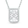 Thumbnail Image 0 of 0.15 CT. T.W. Diamond Vintage-Style Filigree Necklace in Sterling Silver - 17"