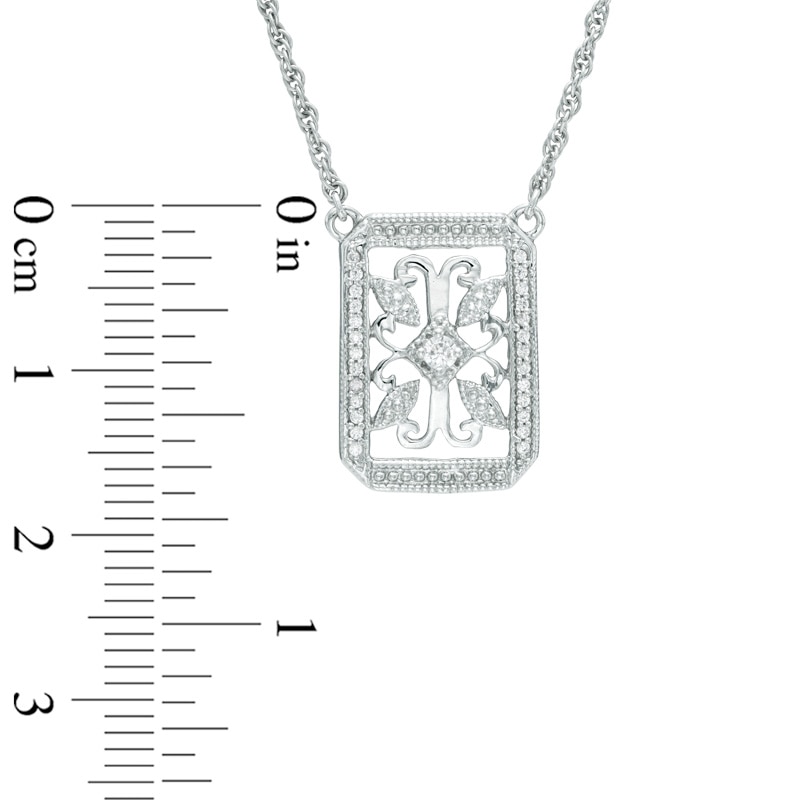 0.15 CT. T.W. Diamond Vintage-Style Filigree Necklace in Sterling Silver - 17"
