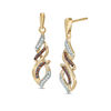 Thumbnail Image 0 of 0.18 CT. T.W. Champagne and White Diamond Cascading Flame Drop Earrings in 10K Gold