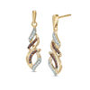 0.18 CT. T.W. Champagne and White Diamond Cascading Flame Drop Earrings in 10K Gold
