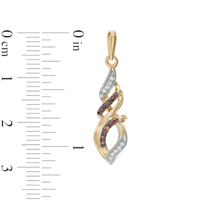 0.18 CT. T.W. Champagne and White Diamond Cascading Flame Drop Earrings in 10K Gold