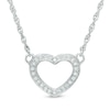 0.11 CT. T.W. Diamond Heart Necklace in Sterling Silver - 17"