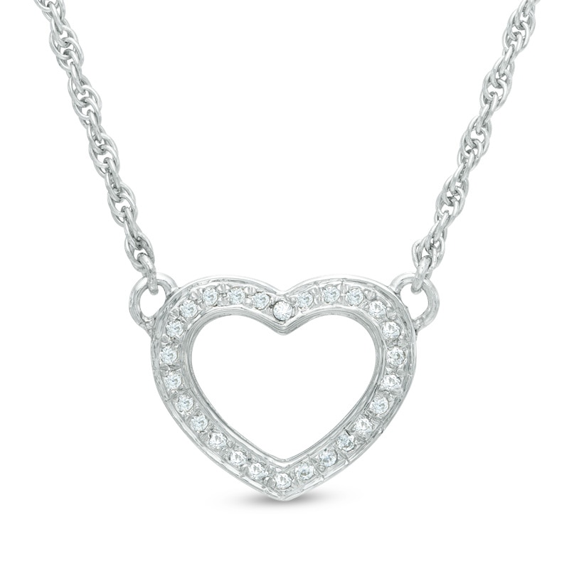 0.11 CT. T.W. Diamond Heart Necklace in Sterling Silver - 17"|Peoples Jewellers