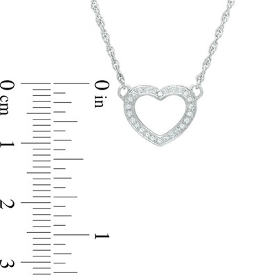 0.11 CT. T.W. Diamond Heart Necklace in Sterling Silver - 17"