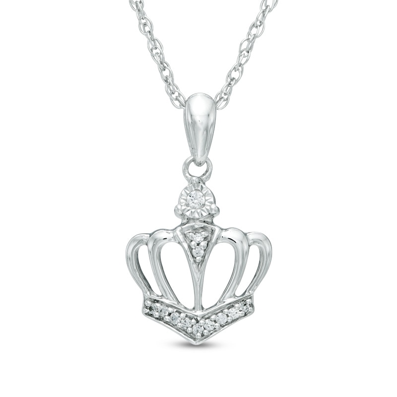 Diamond Accent Crown Pendant in 10K White Gold
