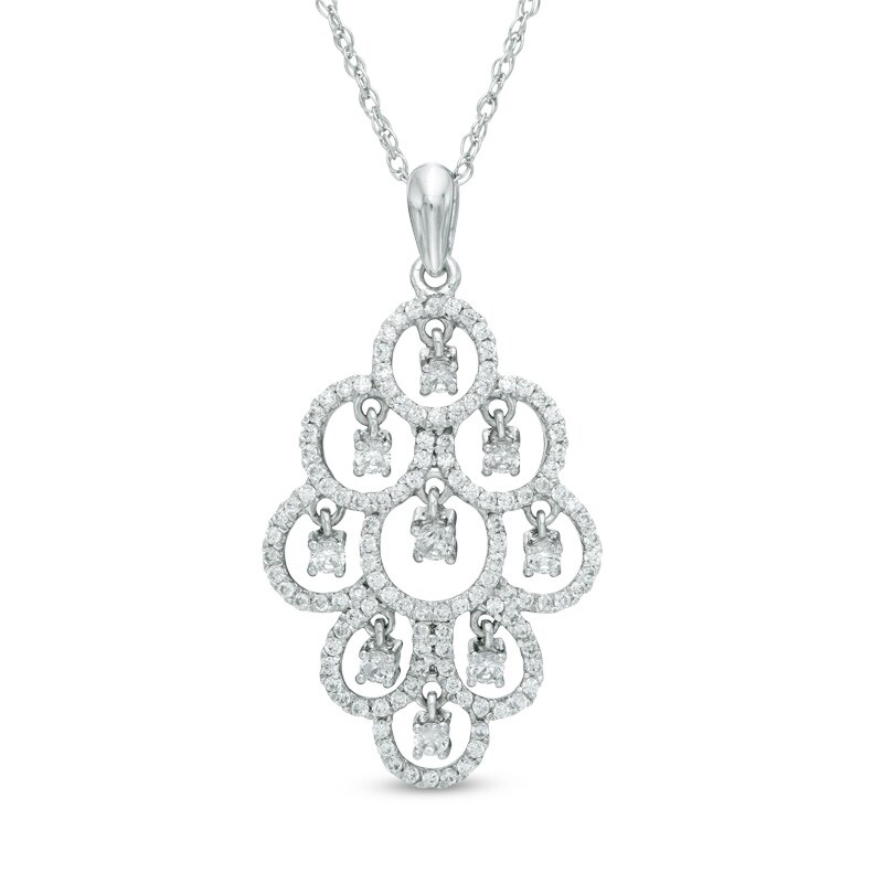 Main Image 1 of 1.00 CT. T.W. Diamond Chandelier Pendant in 10K White Gold