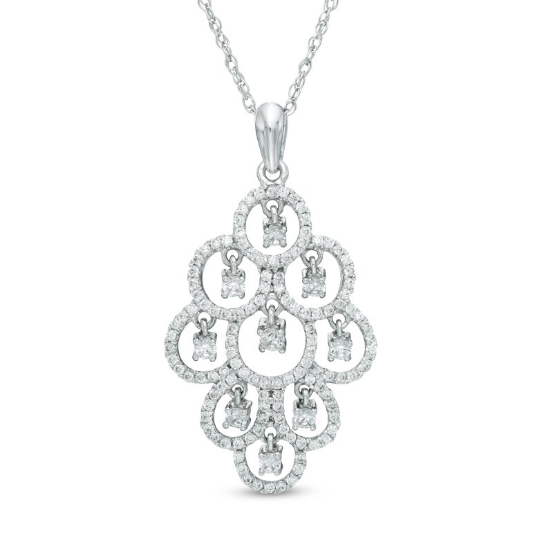 1.00 CT. T.W. Diamond Chandelier Pendant in 10K White Gold|Peoples Jewellers