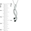 Thumbnail Image 1 of 0.18 CT. T.W. Enhanced Black and White Diamond Open Ribbon Pendant in 10K White Gold