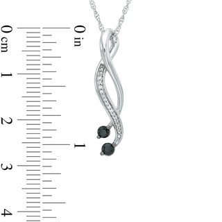 0.18 CT. T.W. Enhanced Black and White Diamond Open Ribbon Pendant in 10K White Gold