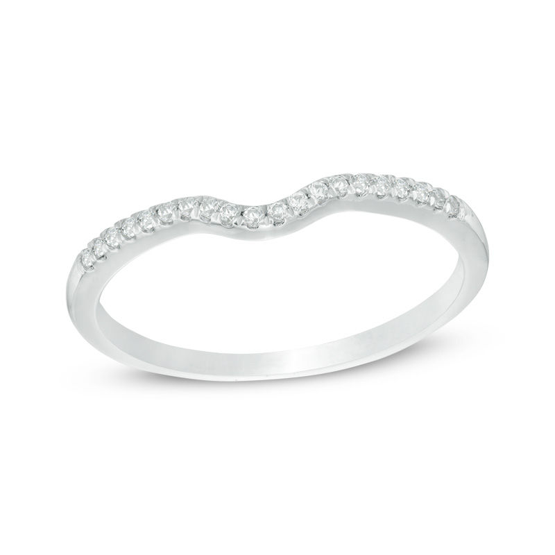 0.10 CT. T.W. Diamond Contour Wedding Band in 10K White Gold