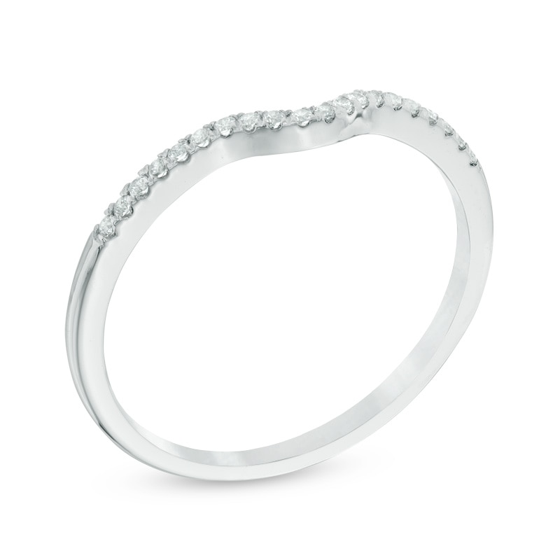 Main Image 2 of 0.10 CT. T.W. Diamond Contour Wedding Band in 10K White Gold