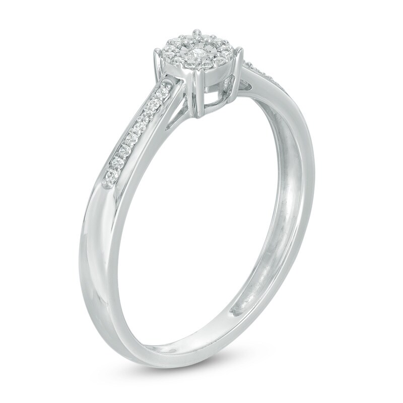 0.12 CT. T.W. Diamond Frame Promise Ring in 10K White Gold