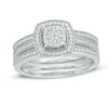 Thumbnail Image 1 of 0.30 CT. T.W. Multi-Diamond Square Frame Three Piece Bridal Set in 10K White Gold
