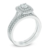 Thumbnail Image 2 of 0.75 CT. T.W. Diamond Double Square Frame Bridal Set in 10K White Gold