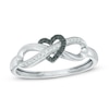 Thumbnail Image 0 of 0.06 CT. T.W. Black and White Diamond Infinity Heart Wrapped Ring in 10K White Gold