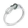 Thumbnail Image 1 of 0.06 CT. T.W. Black and White Diamond Infinity Heart Wrapped Ring in 10K White Gold