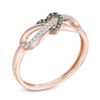 Thumbnail Image 1 of 0.06 CT. T.W. Champagne and White Diamond Infinity Heart Wrapped Ring in 10K Rose Gold