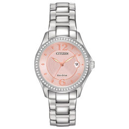 Ladies' Citizen Eco-Drive® Silhouette Crystal Accent Watch with Pink Dial (Model: FE1140-86X)