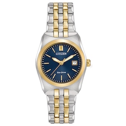 Ladies' Citizen Eco-Drive® Corso Two-Tone Watch with Dark Blue Dial (Model: EW2294-53L)
