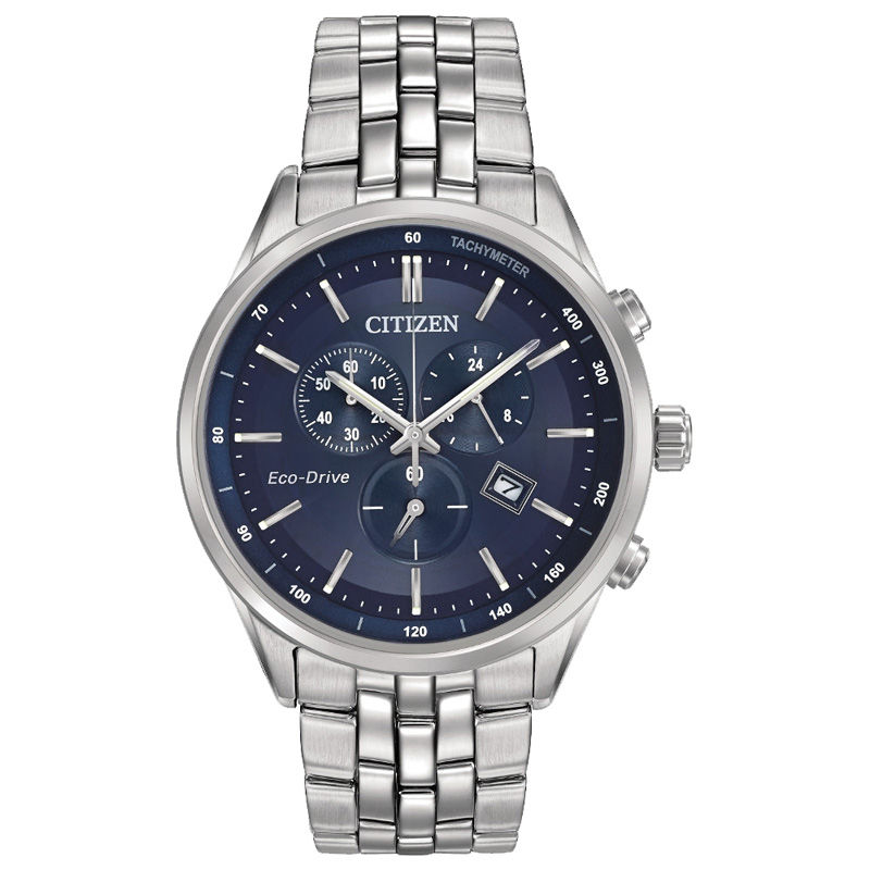 Men's Citizen Eco-Drive® Corso Chronograph Watch with Blue Dial (Model: AT2141-52L)|Peoples Jewellers