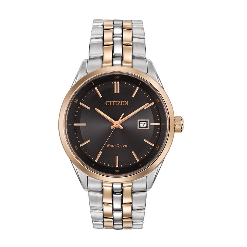 Men's Citizen Eco-Drive®Two-Tone Watch with Black Dial (Model: BM7256-50E)|Peoples Jewellers