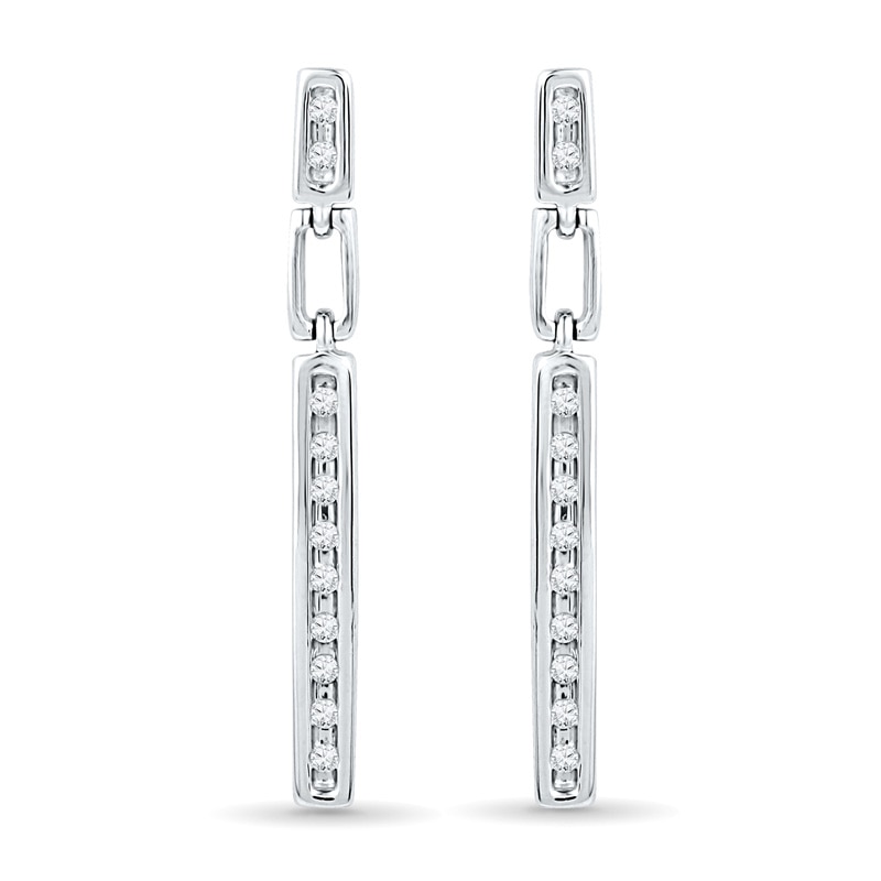 0.18 CT. T.W. Diamond Stick Drop Earrings in Sterling Silver|Peoples Jewellers