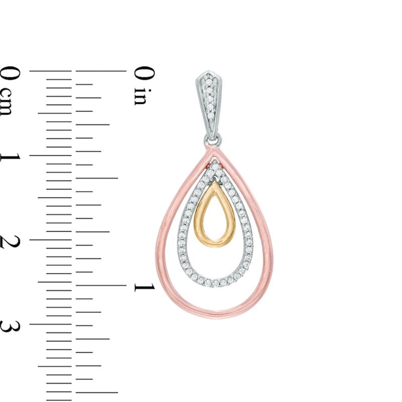 0.23 CT. T.W. Diamond Triple Teardrop Earrings in 10K Tri-Tone Gold