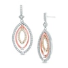 Thumbnail Image 0 of 0.95 CT. T.W. Diamond Triple Oval Drop Earrings in 10K Tri-Tone Gold