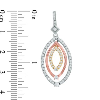 0.95 CT. T.W. Diamond Triple Oval Drop Earrings in 10K Tri-Tone Gold