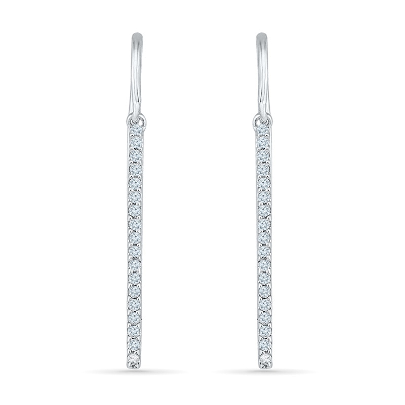 Main Image 1 of 0.23 CT. T.W. Diamond Stick Drop Earrings in 10K White Gold