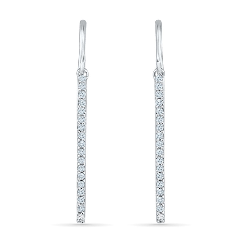 0.23 CT. T.W. Diamond Stick Drop Earrings in 10K White Gold|Peoples Jewellers