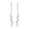 Thumbnail Image 1 of 0.07 CT. T.W. Diamond Ribbon Overlay Stick Drop Earrings in 10K White Gold