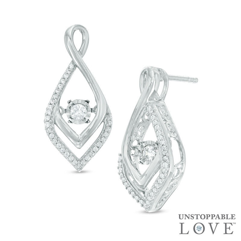 0.23 CT. T.W. Diamond Infinity-Style Drop Earrings in 10K White Gold