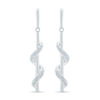 Thumbnail Image 1 of 0.09 CT. T.W. Diamond Ribbon Overlay Stick Drop Earrings in Sterling Silver